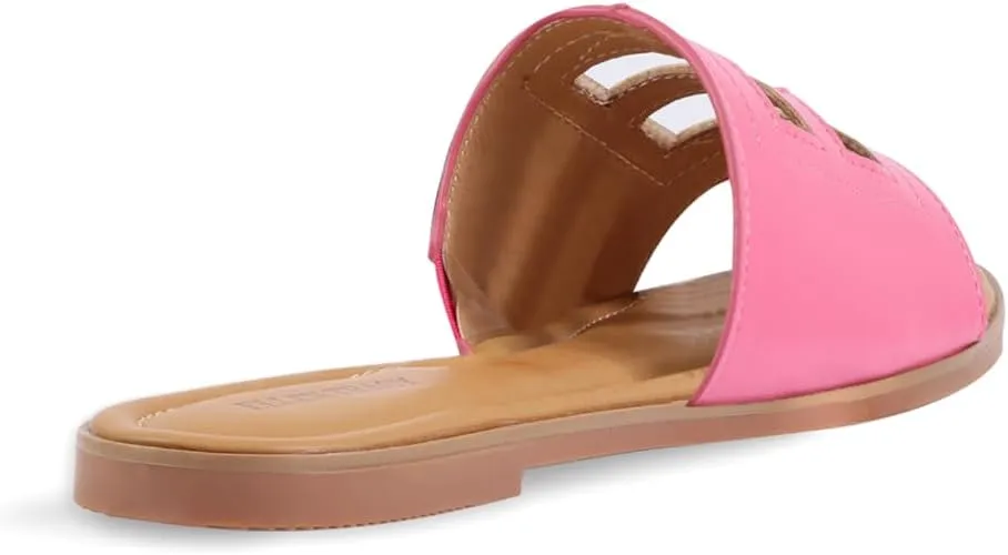 ELLEN TRACY Women's Sandals, Comfortable Slide Slip on Shoes, Isabel Flat Heel Toe Mules