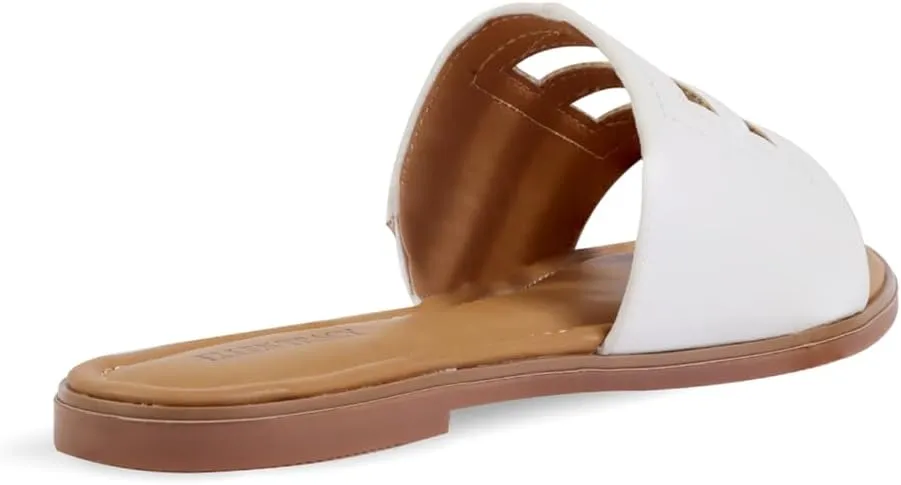 ELLEN TRACY Women's Sandals, Comfortable Slide Slip on Shoes, Isabel Flat Heel Toe Mules