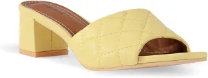 ELLEN TRACY Women's Sandals, Slip on, Holly Block Quilted Heel Mules, Open Toe Design Heeled