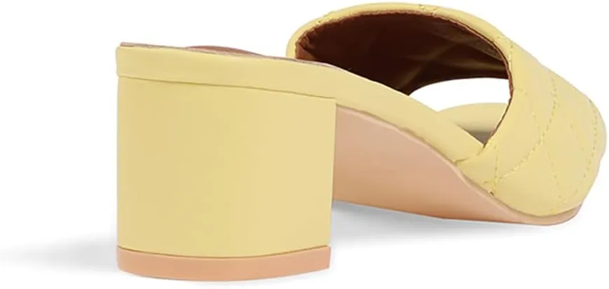 ELLEN TRACY Women's Sandals, Slip on, Holly Block Quilted Heel Mules, Open Toe Design Heeled