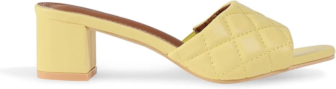 ELLEN TRACY Women's Sandals, Slip on, Holly Block Quilted Heel Mules, Open Toe Design Heeled