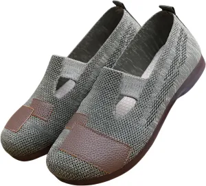 Ellniges]【Non-Slip & Airflow Design Women's Spring Loafers with Elastic Soft Sole, Mane Washable Slip-On Shoes for Standing Work, Lightweight Breathable Walking Shoes for Office/School/Travel Green