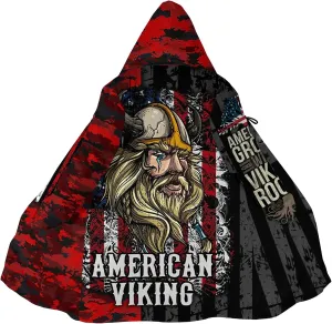 Embody the Spirit of the Vikings 3D Print Hooded Coat for Men Winter Fleece-Lined Lightweight Cloak with Hood Jackets