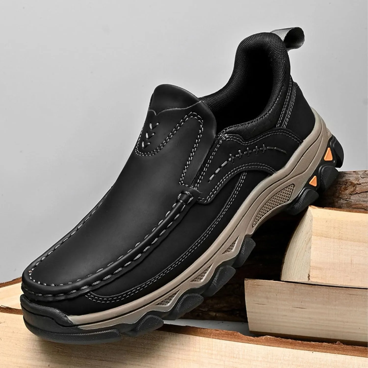 Enjerr Orthopedic Shoes Men, 2025 New Men's Comfortable Casual Genuine Leather Slip on Loafers, Suitable Going Out