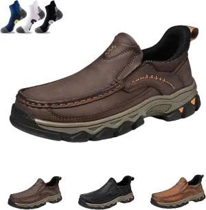 Enjerr Orthopedic Shoes Men, 2025 New Men's Comfortable Casual Genuine Leather Slip on Loafers, Suitable Going Out