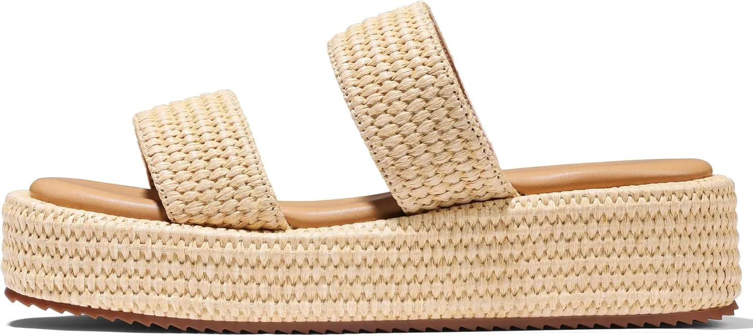 Erocalli Platform Sandals Women Cute Wedge Espadrilles Slip on Summer Beach Raffia Vacation Sandal Comfortable Open Toe Dressy Shoes