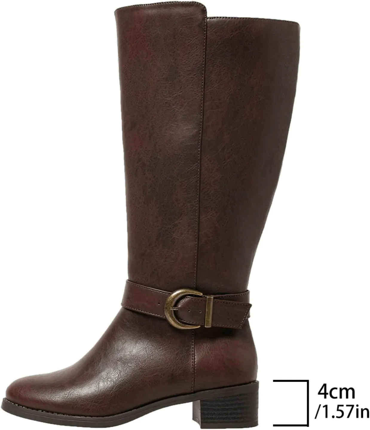 Extra Wide Calf Knee High Boots for Women Wide Width Plus Size Side Zipper Elastic Band Low Heel Riding Boots US5-11