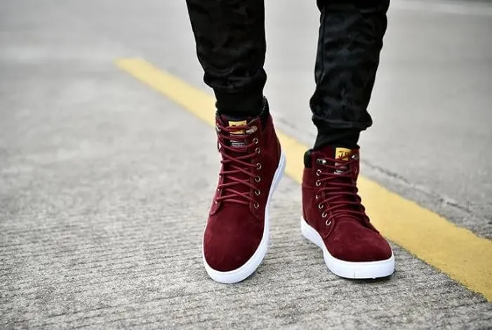 Fashion British Style High Top Canvas Men's Sneakers,Lace Up Ankle Boots with Zipper Casual Hundred Shoes
