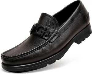 Fashion Leather Dress Loafers for Men, Fashion Casual Crocodile Patterned Handmade Buckle Shoes Business Slip-on Penny Loafer Party Dress Shoes for Mens