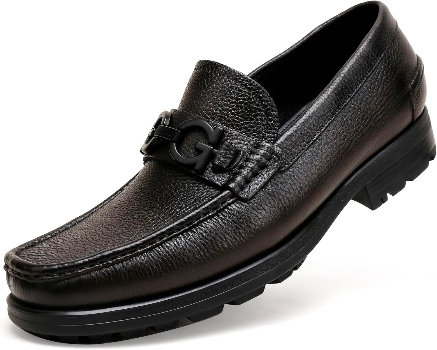 Fashion Leather Dress Loafers for Men, Fashion Casual Crocodile Patterned Handmade Buckle Shoes Business Slip-on Penny Loafer Party Dress Shoes for Mens