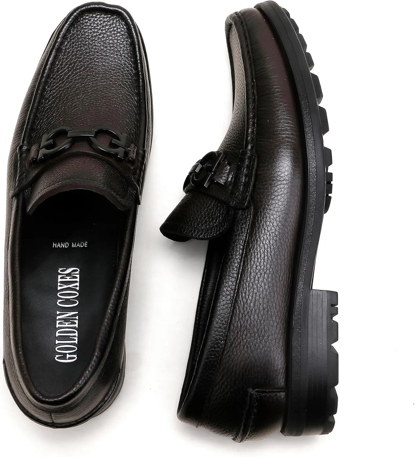 Fashion Leather Dress Loafers for Men, Fashion Casual Crocodile Patterned Handmade Buckle Shoes Business Slip-on Penny Loafer Party Dress Shoes for Mens