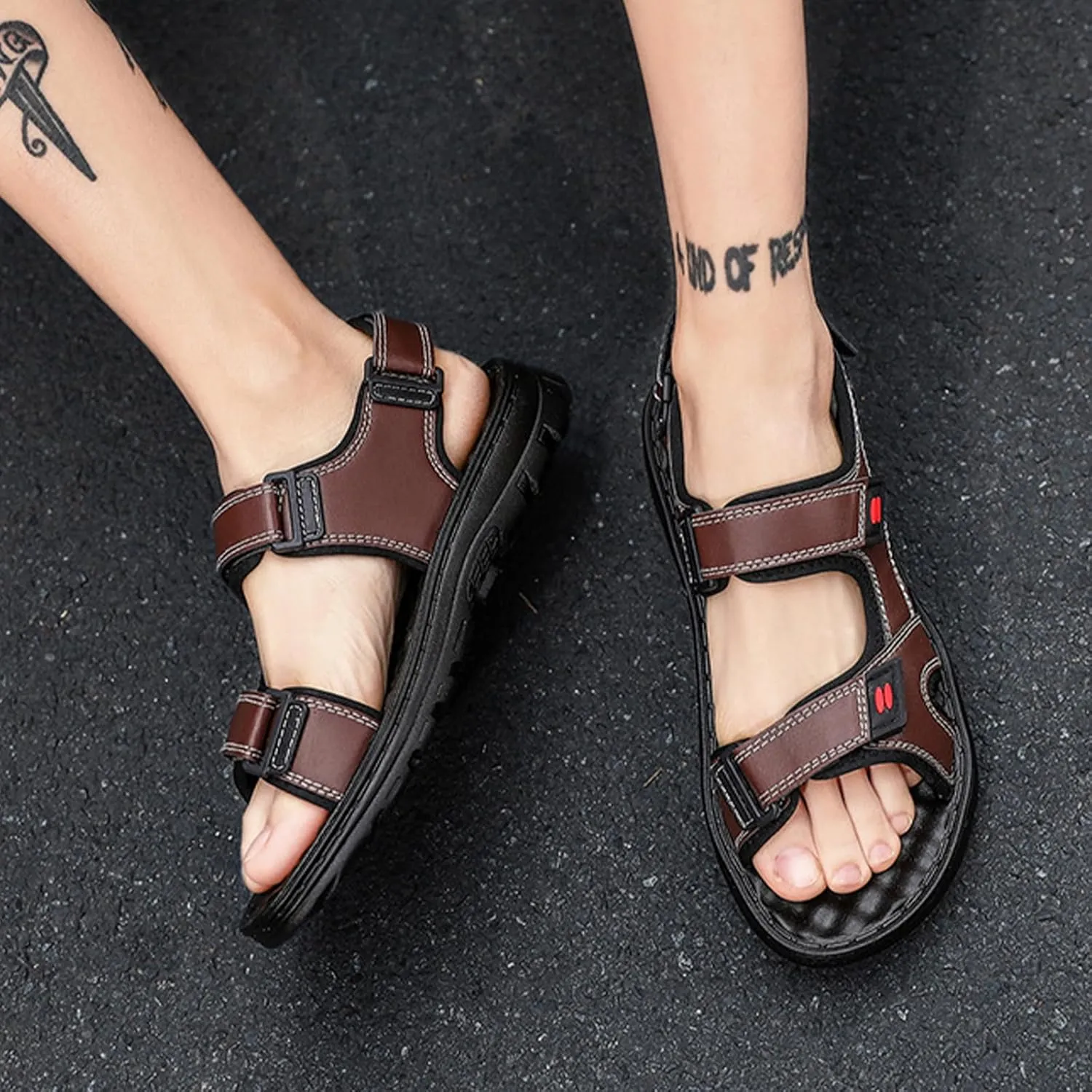 Fashion Open Toe Sport Sandals for Men, Casual Handmade Summer Fisherman's Shoes, Large Size Soft Beach Shoes