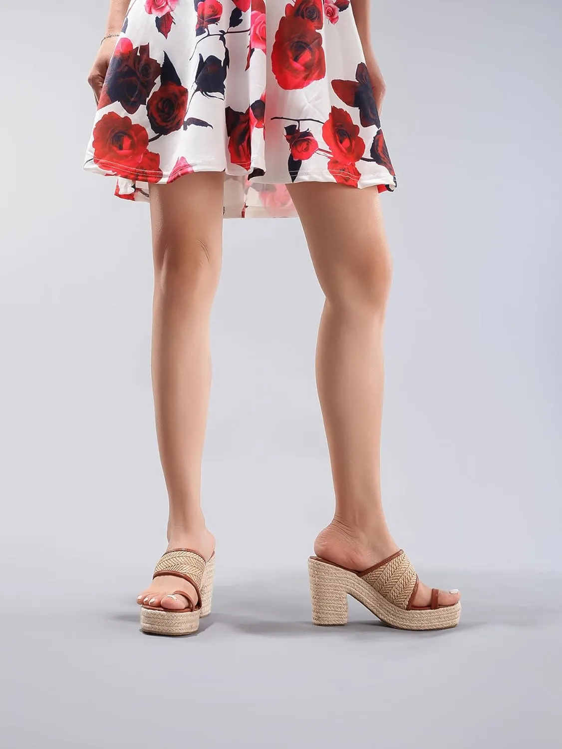 Fashion Platform Wedges Sandals for Women's Casual Open Toe High Heels Sandals Indoor Woven Sandals Espadrillles Outdoor Beach Shoes Summer