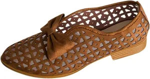 Fashion Retro Womens Breathable Hollow Low-heeled Roman Casual Shoes Sandals