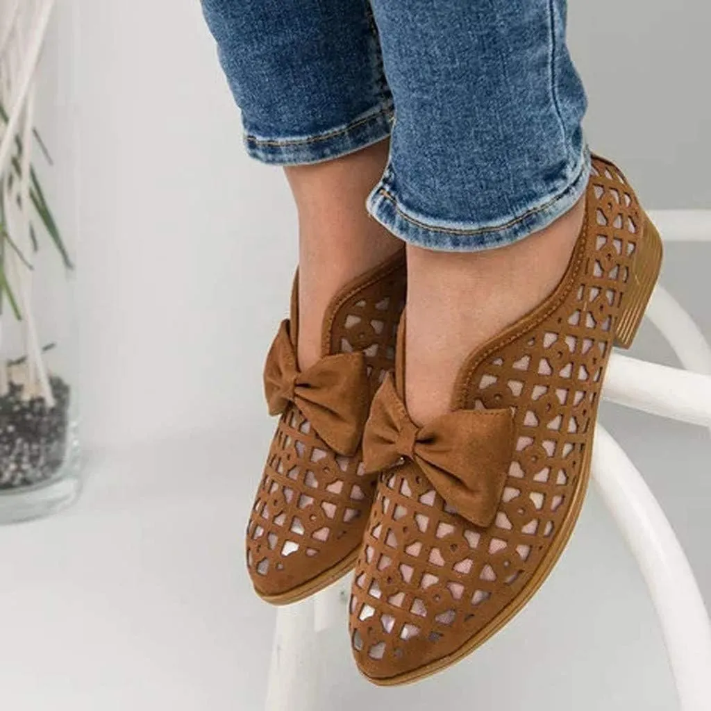 Fashion Retro Womens Breathable Hollow Low-heeled Roman Casual Shoes Sandals