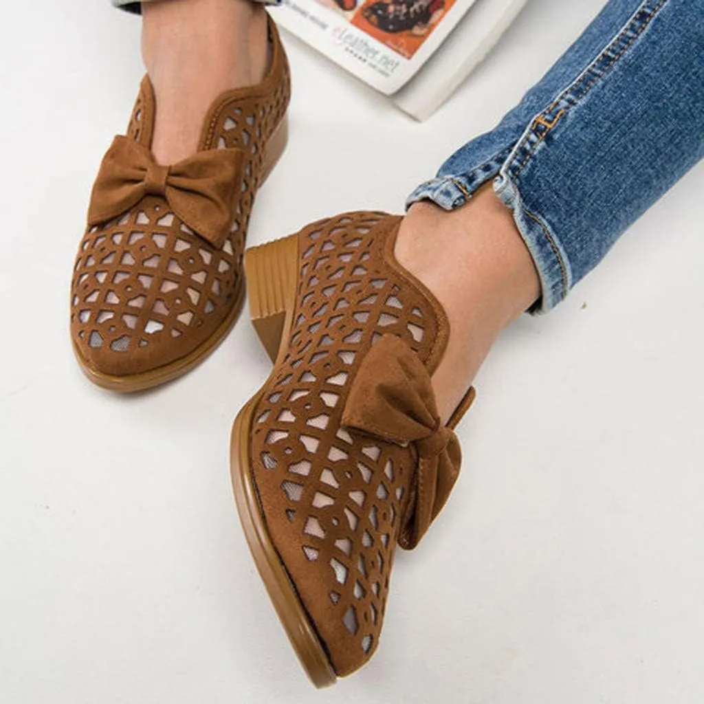 Fashion Retro Womens Breathable Hollow Low-heeled Roman Casual Shoes Sandals