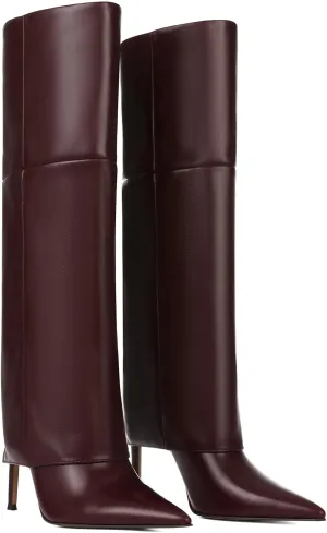 Femflame Fold Over Knee High Boots - Wide Calf, Pointed Toe Stiletto Heel, Tall Boots