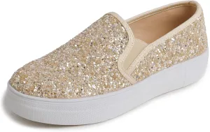 FEVERSOLE Women's Fashion Slip On Sneaker Casual Platform Loafers