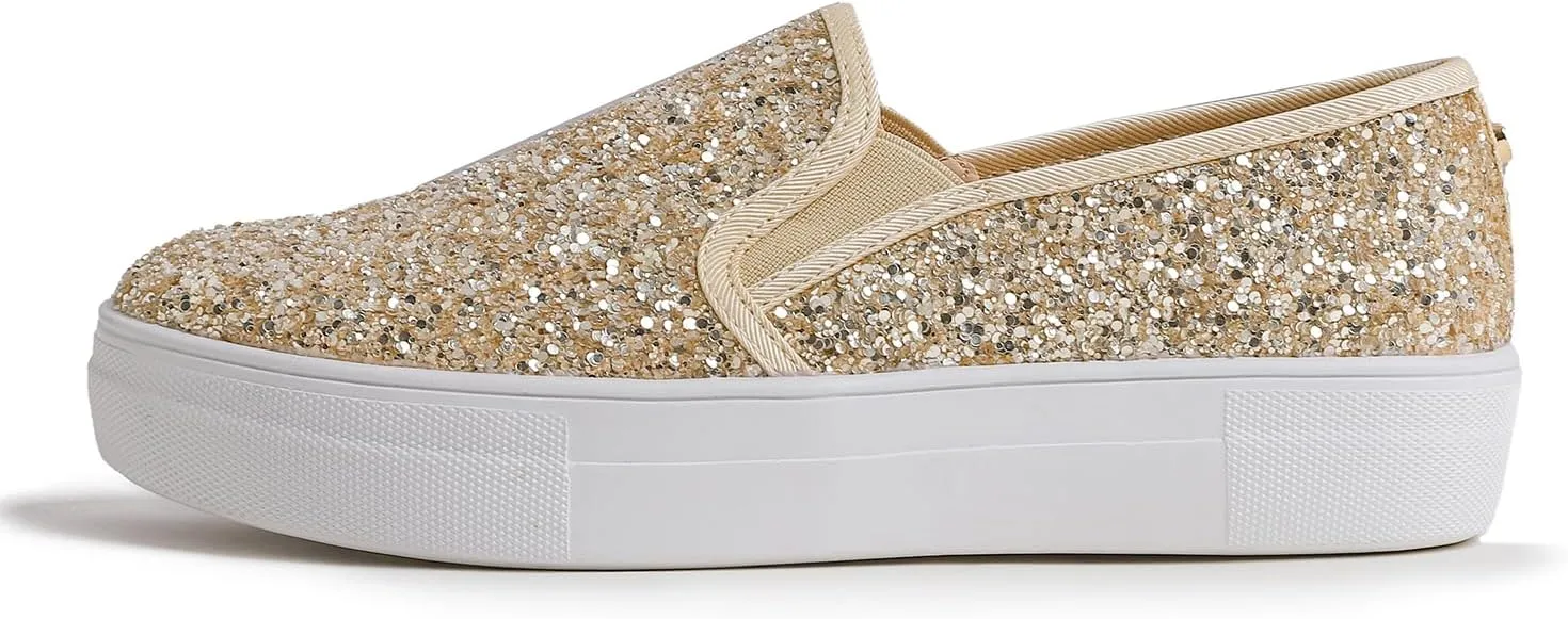 FEVERSOLE Women's Fashion Slip On Sneaker Casual Platform Loafers