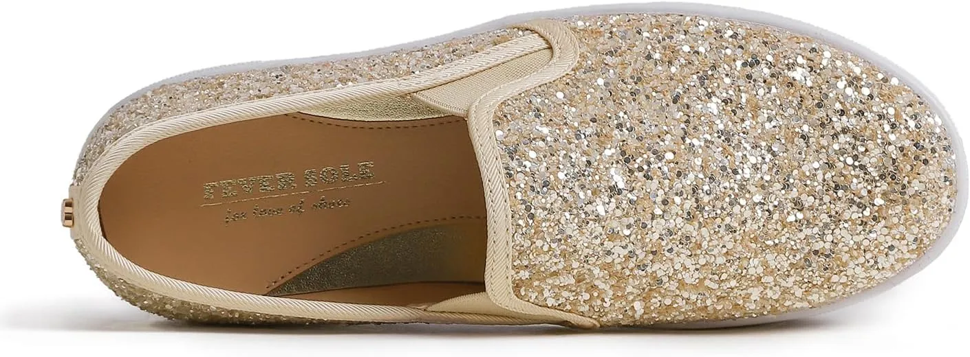 FEVERSOLE Women's Fashion Slip On Sneaker Casual Platform Loafers