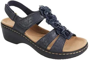 FFMA Women's Flower Sandals Summer Walking Sandals Leather Flower Vintage Casual Soft Footbed Orthopedic Arch-Support Sandals