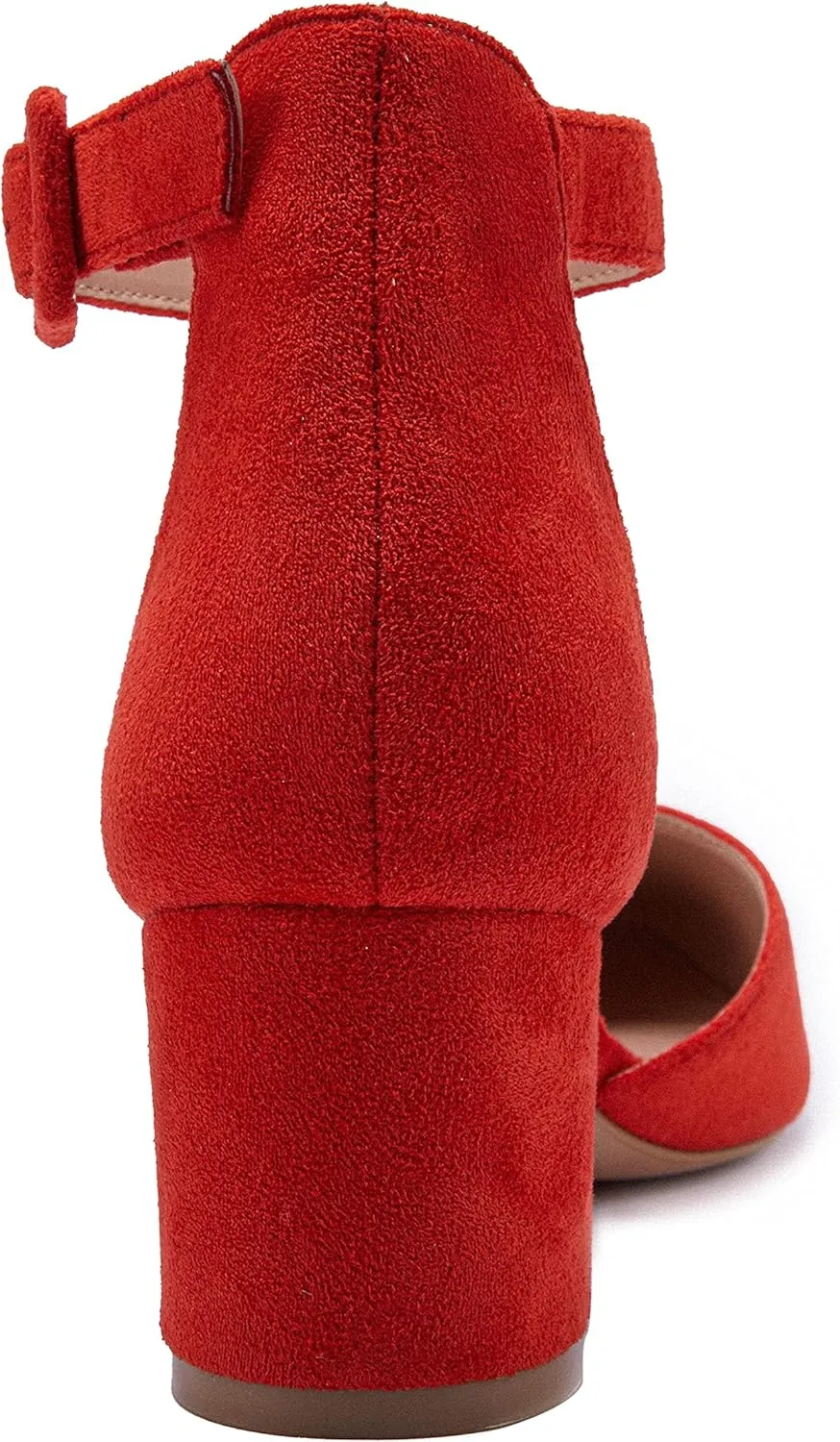 FISACE Womens Low Mid Square Heel Ankle Strap Sandal Office Ladies Pointed Toe Pumps Shoes