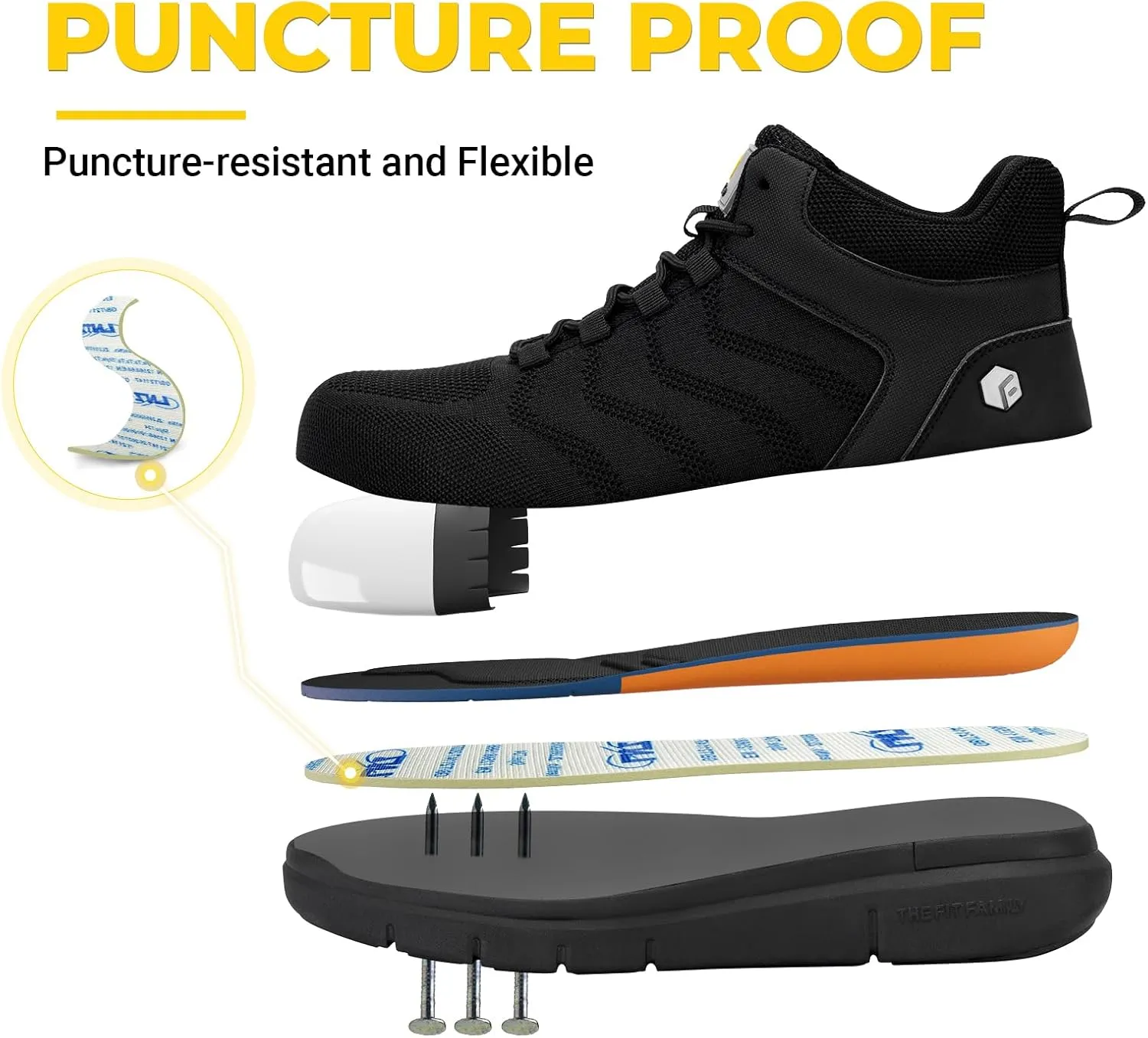 FitVille Extra Wide Work Boots for Men Composite Steel Toe Safety Boots High Top Work Shoes for Men