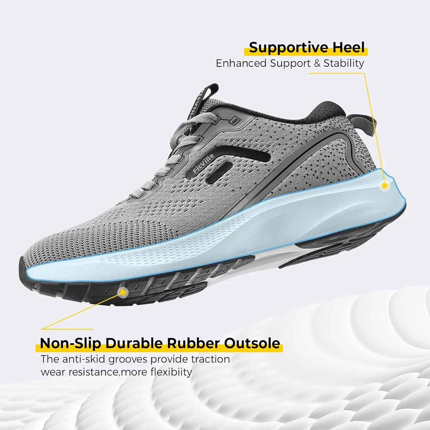 FitVille Tennis Shoes for Men Wide Width Sneakers Walking Shoes for Plantar Fasciitis Relief