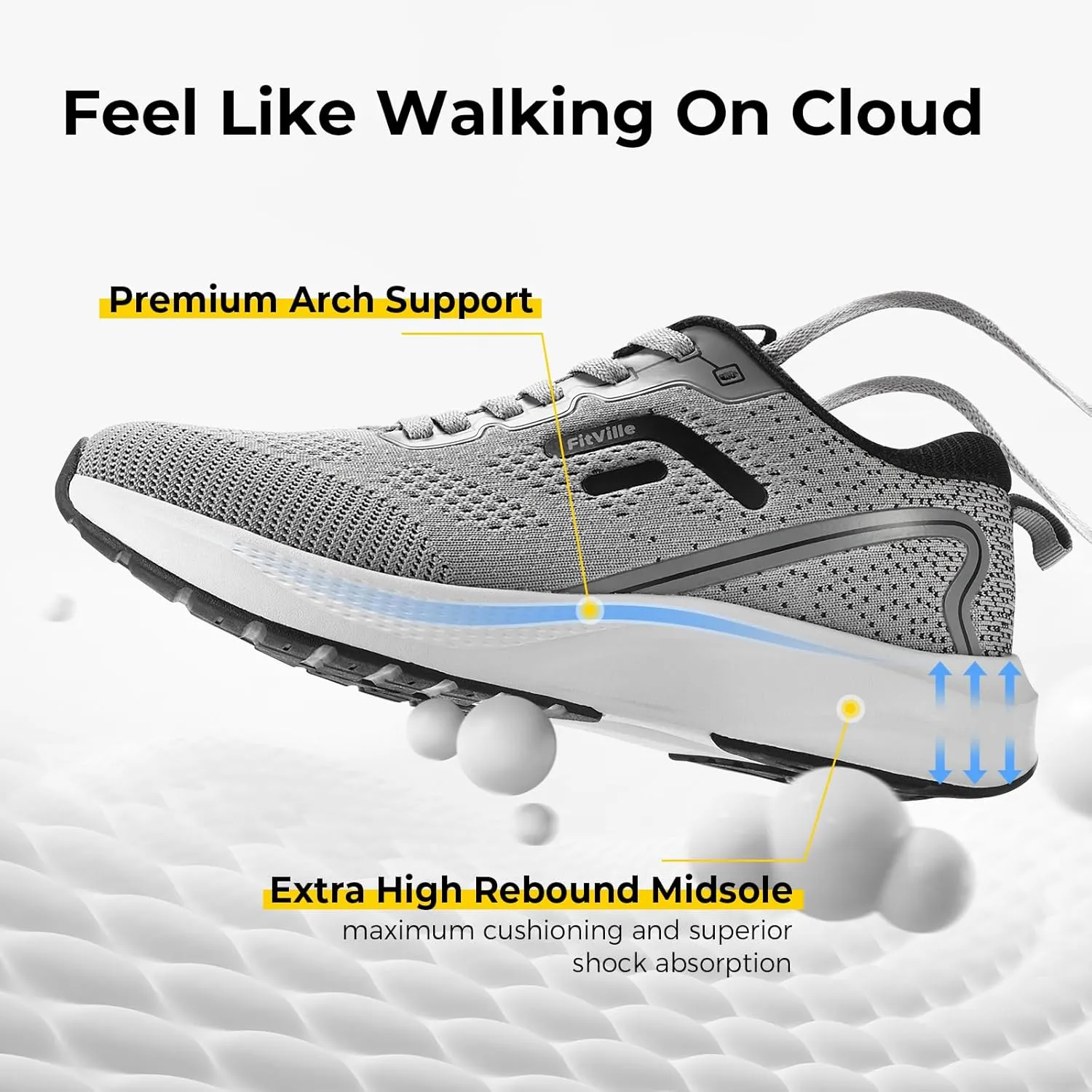 FitVille Tennis Shoes for Men Wide Width Sneakers Walking Shoes for Plantar Fasciitis Relief