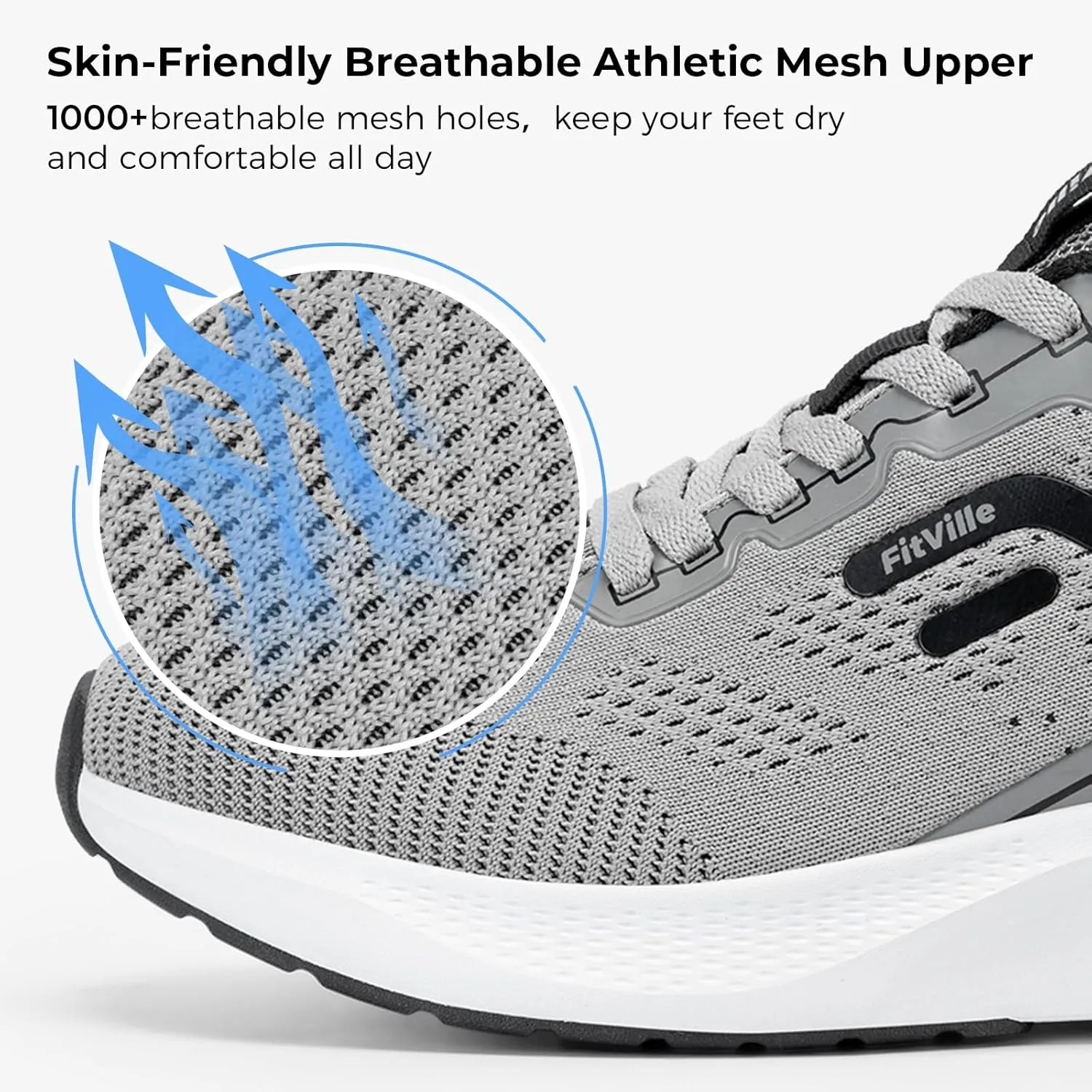 FitVille Tennis Shoes for Men Wide Width Sneakers Walking Shoes for Plantar Fasciitis Relief