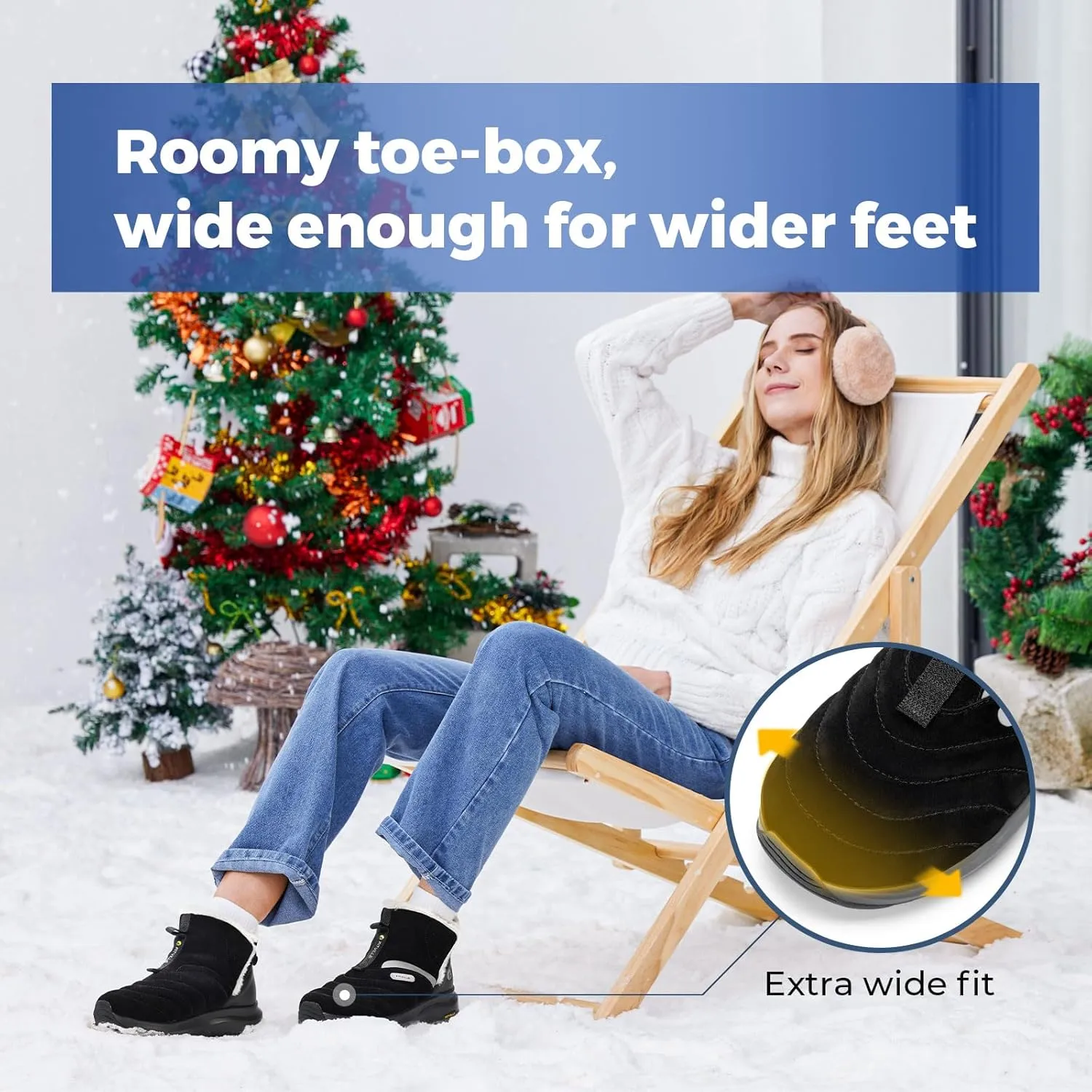 FitVille Wide Boots for Women Fur Lined Wide Width Snow Boots for Women
