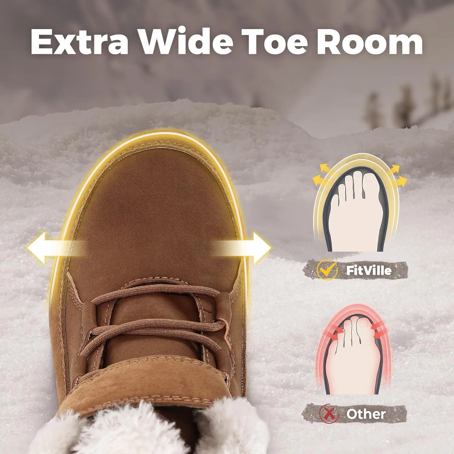 FitVille Womens Wide Snow Boots Fur Lined Boots for Women Winter Warm Boots Wide Width Womens Outdoor Snow Booties