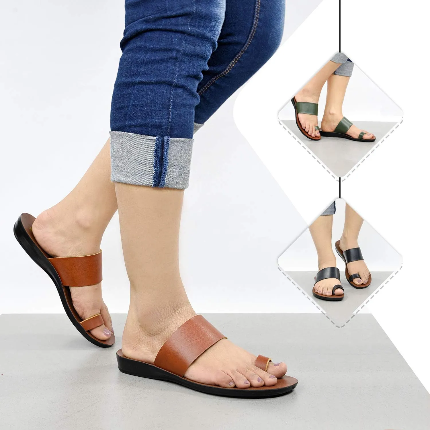 Flat Sandals For Women - Walking Summer Vacation Essentials Ladies Flip Flops – Comfortable Arch Support Orthotic Sandals For Women – Casual Outdoor Fashion Dressy Non Slip Footwear
