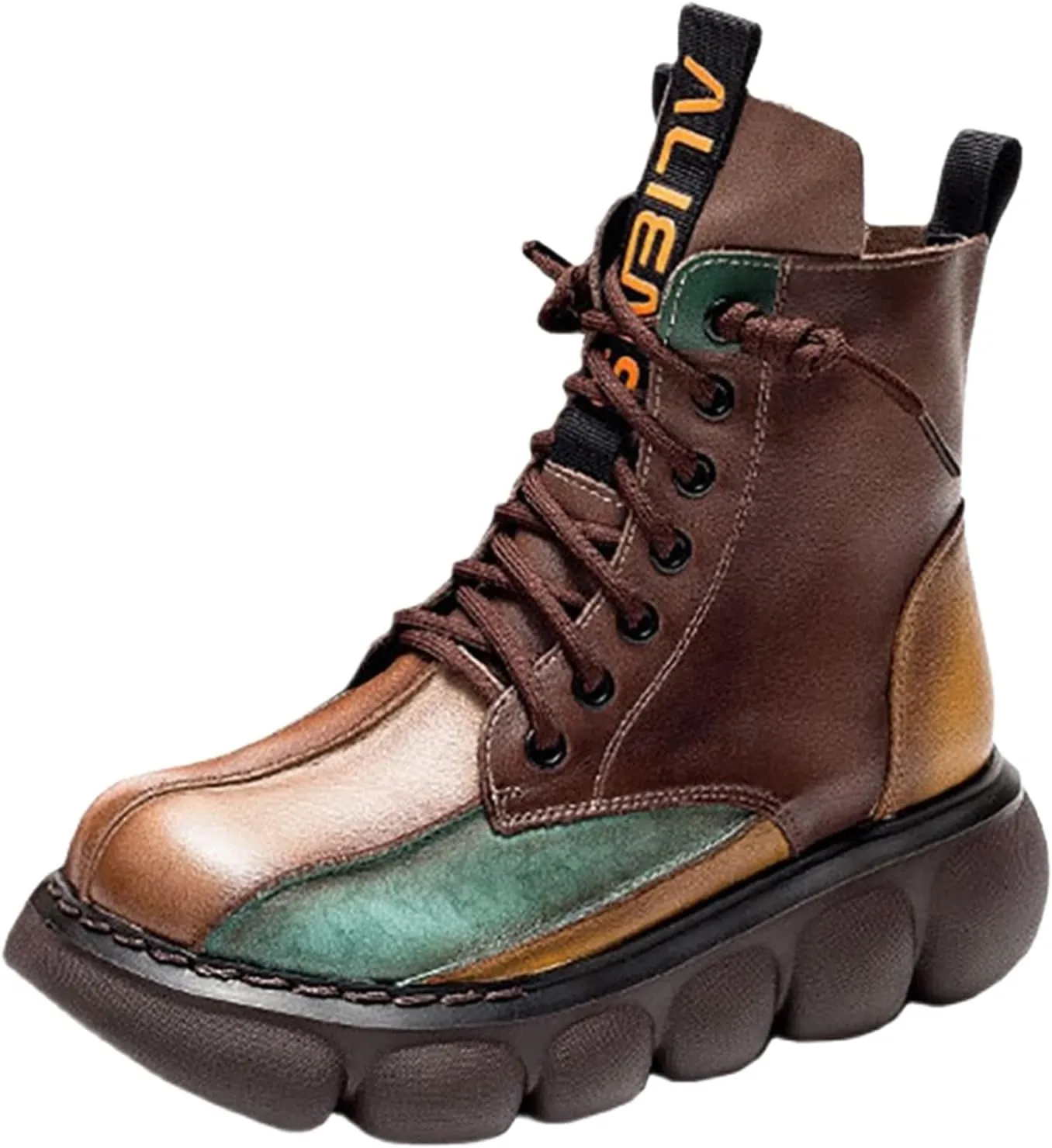 Fleece Lined Boots Women Wide Width Women's Thermal Boots Retro Breathable Fashion Laceup Thicksoled Casual Shoes Women's Boots Perforated Boots for Women