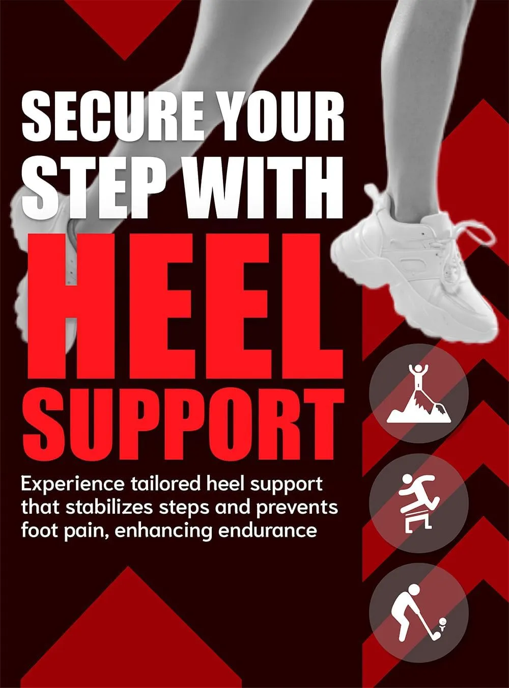 Flex Fit Sport Insoles - Medium Arch Support Inserts - Running Insoles for Sneackers - Shoe Inserts for Men and Women (Red, XL)