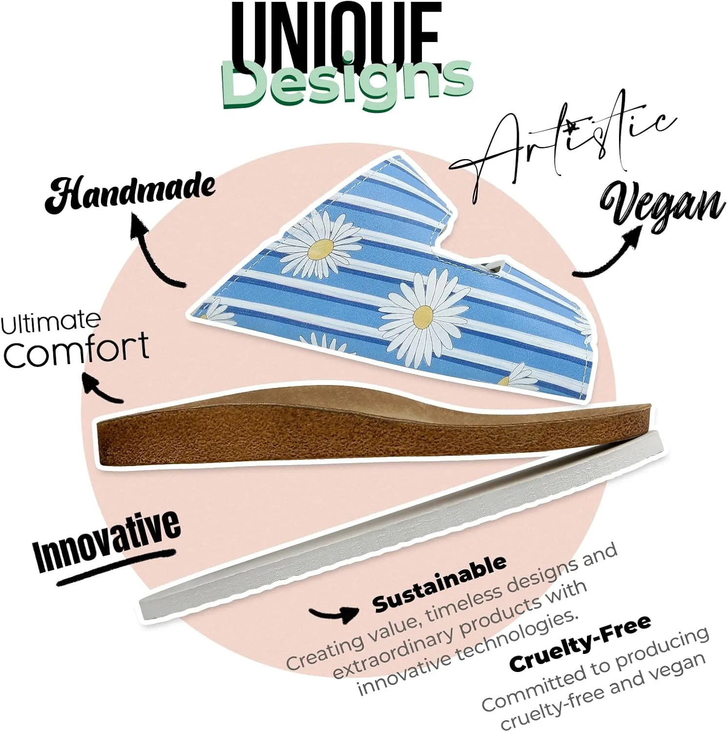 Flip Flops for Women - Vegan Leather and Handmade Thong Sandals for Women