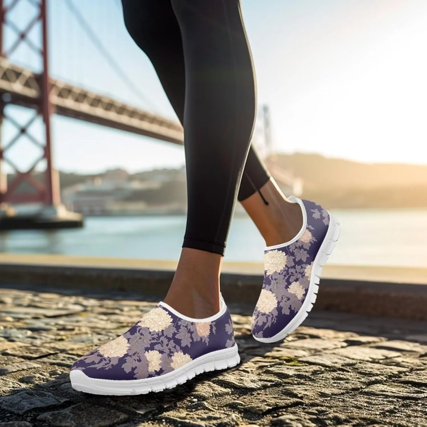 Floral Print Sneakers for Women Casual Low Top Loafers Flat Running Shoes Breathable Soft Lightweight Walking Sneaker for Women US 5.5-11.5