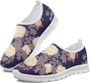 Floral Print Sneakers for Women Casual Low Top Loafers Flat Running Shoes Breathable Soft Lightweight Walking Sneaker for Women US 5.5-11.5