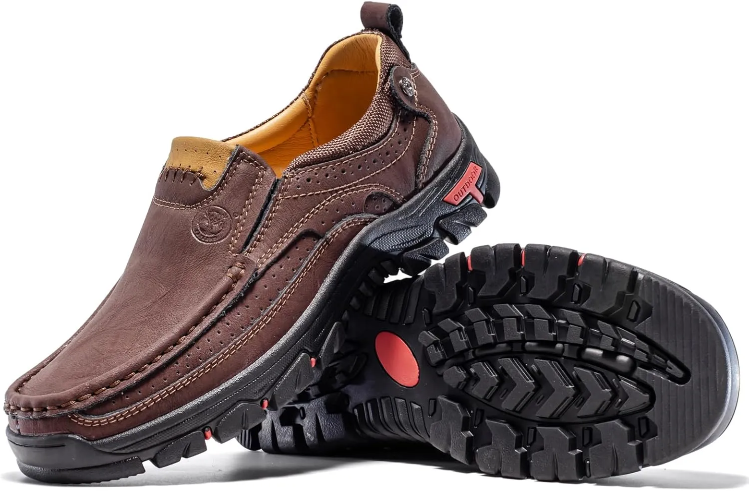 FLYLAND Men's Fashion Slip On Walking Loafers Vintage Leather Ankle Boots Handmade Chukka Boots Casual Non-Slip Sneakers Office Driving Shoes