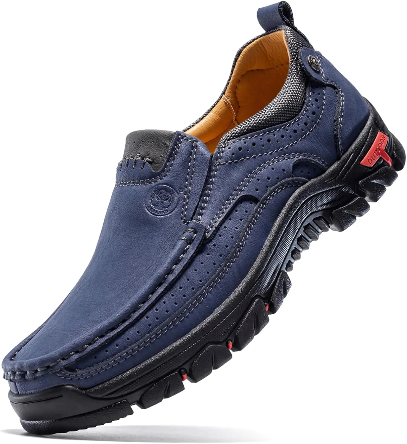 FLYLAND Men's Fashion Slip On Walking Loafers Vintage Leather Ankle Boots Handmade Chukka Boots Casual Non-Slip Sneakers Office Driving Shoes