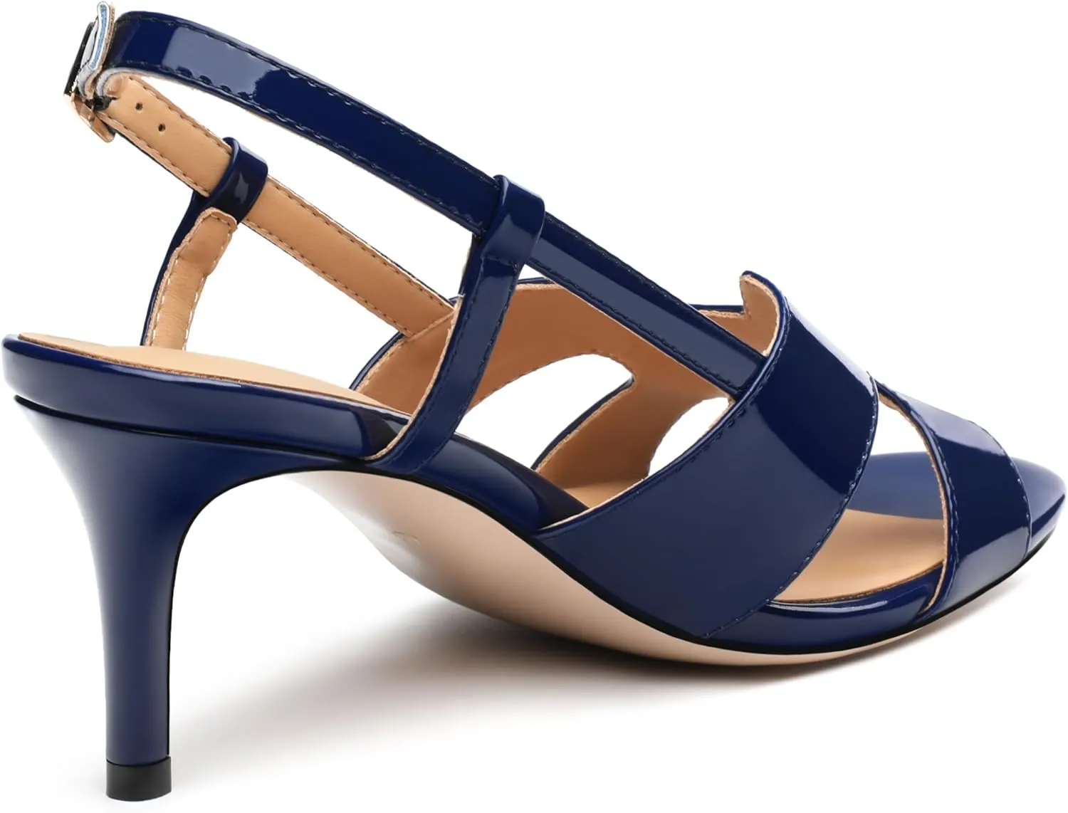 FOGEENA Women's Heeled Sandals Shoes, Peep Toe Mid Heel Ankle Strap Sandals for Women, Patent Leather Open Toe H Shaped Strappy Heels, Ladies Slingback Kitten Heel Sandals 2.5"