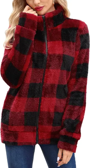 For G and PL Women's Long Sleeve Full Zip Soft Warm Fleece Jacket