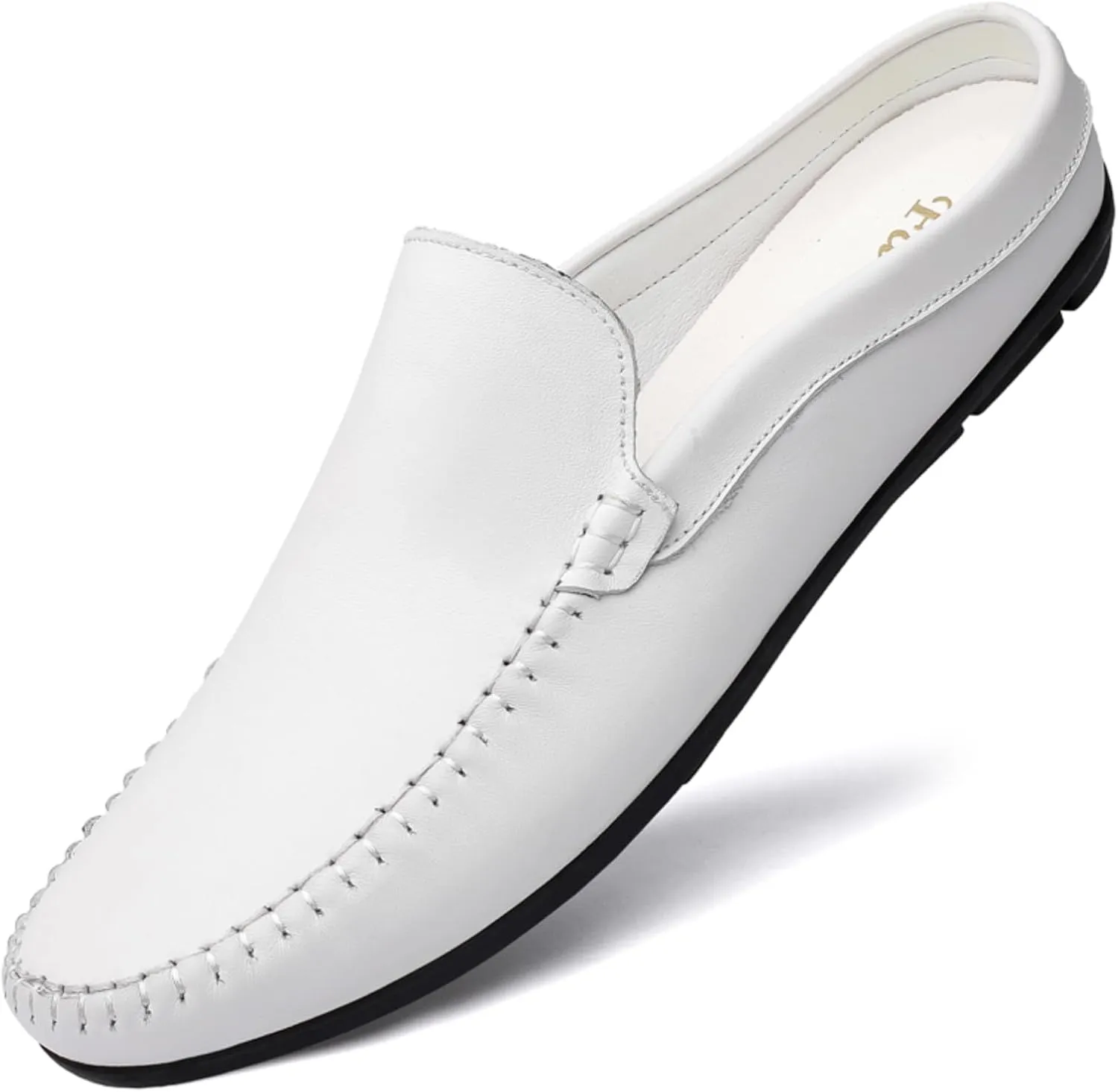 FOTN Kelibasi Mens Handmade Leather Slip-On Mules Comfortable Soft Backless Slippers Summer Casual Walking Driving Sandals Half Loafers