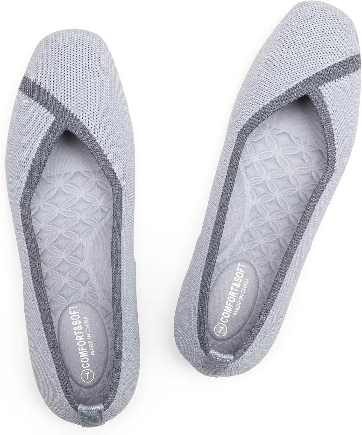 Frank Mully Womens Square Toe Flat Shoes Comfortable Knitted Flats Work Flats for Woman