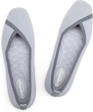 Frank Mully Womens Square Toe Flat Shoes Comfortable Knitted Flats Work Flats for Woman