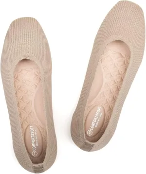 Frank Mully Womens Square Toe Flat Shoes Comfortable Knitted Flats Work Flats for Woman