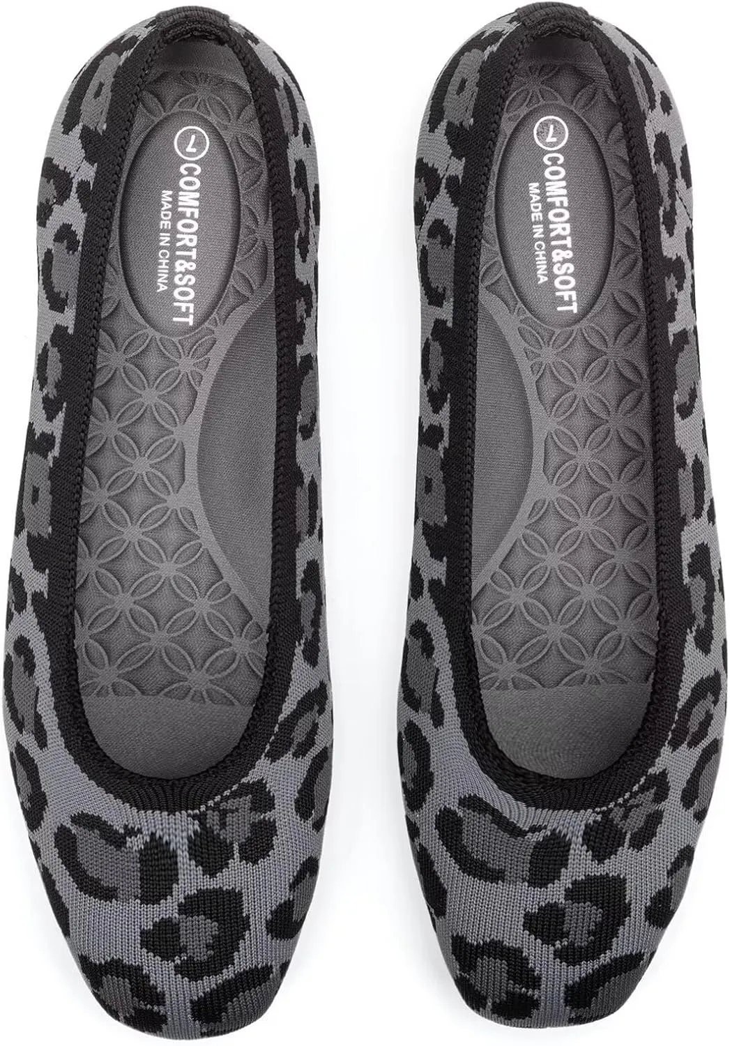 Frank Mully Womens Square Toe Flat Shoes Comfortable Knitted Flats Work Flats for Woman