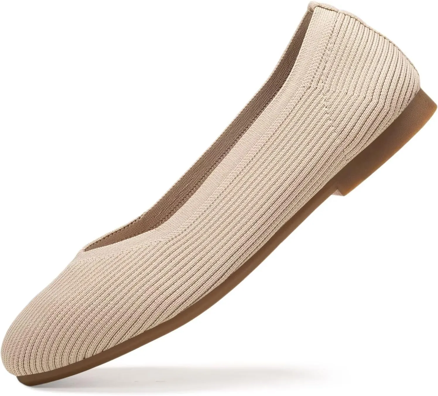 Frank Mully Womens Square Toe Flat Shoes Comfortable Knitted Flats Work Flats for Woman