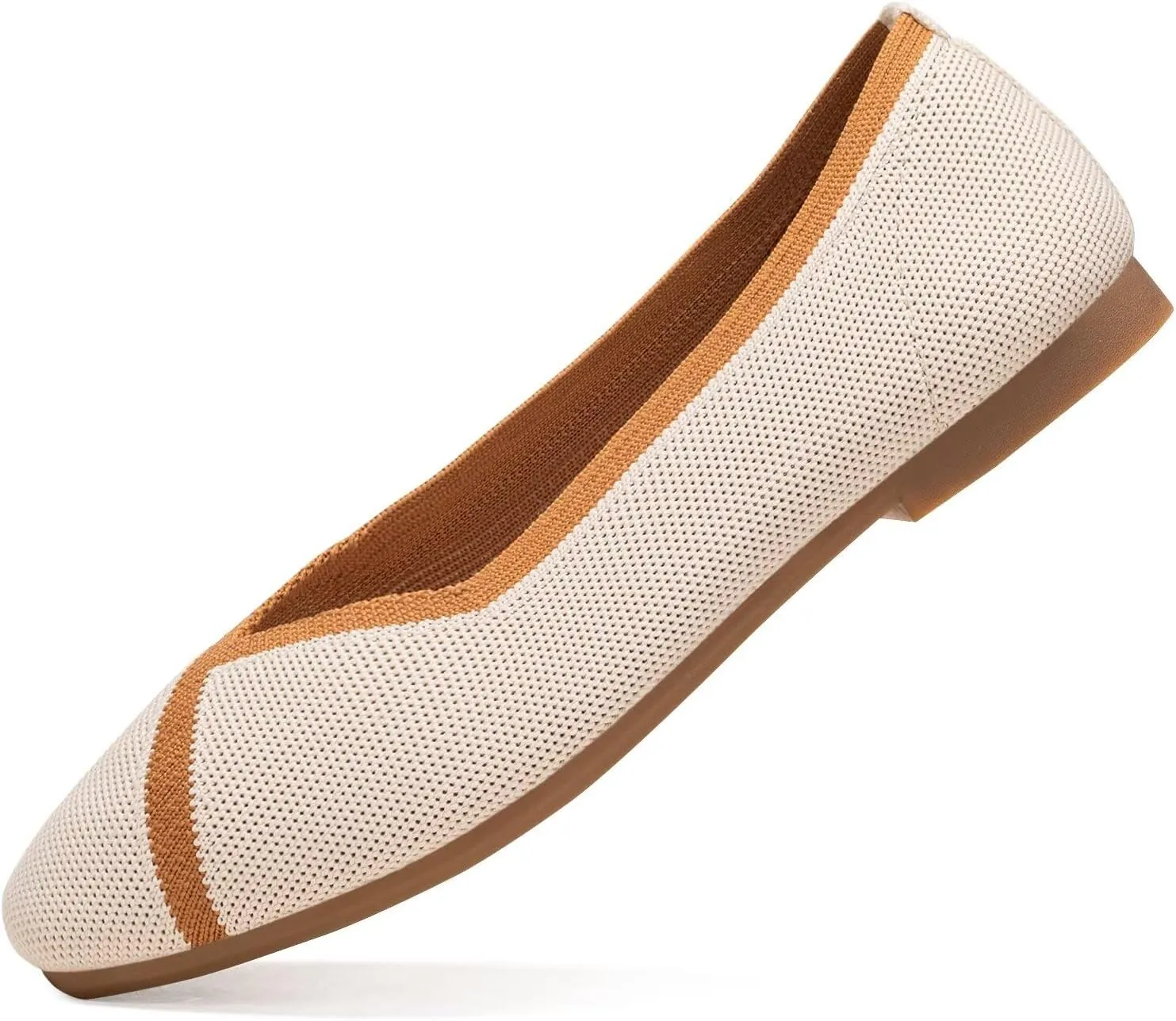 Frank Mully Womens Square Toe Flat Shoes Comfortable Knitted Flats Work Flats for Woman