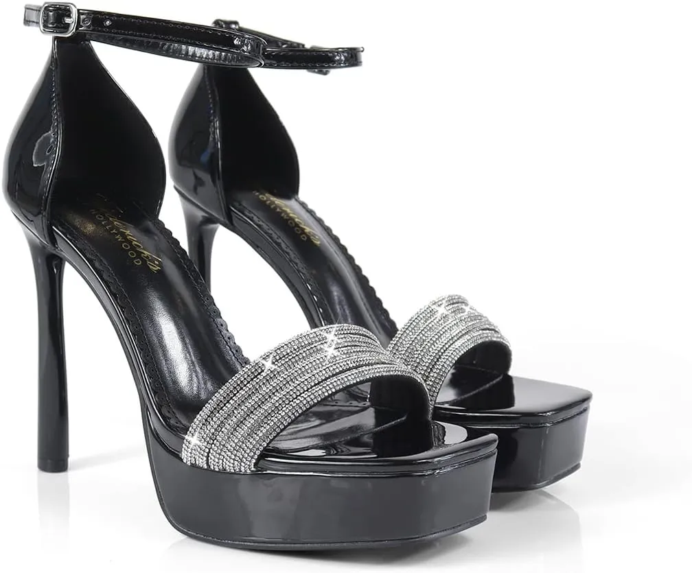 FREDERICK'S OF HOLLYWOOD RHINESTONE STRAP WITH PLATFORM HEEL, FOH-DENISE